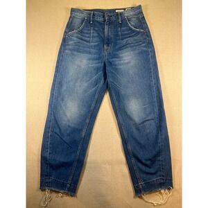 NOEND DEnim 90's High Rise Loose Jeans Distressed Hem Blue Size 29 Barrel